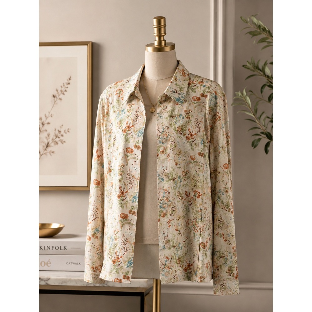 Elena Mirò Italian Designer Floral Jacket US 16 Rare Quiet Luxury Botanical